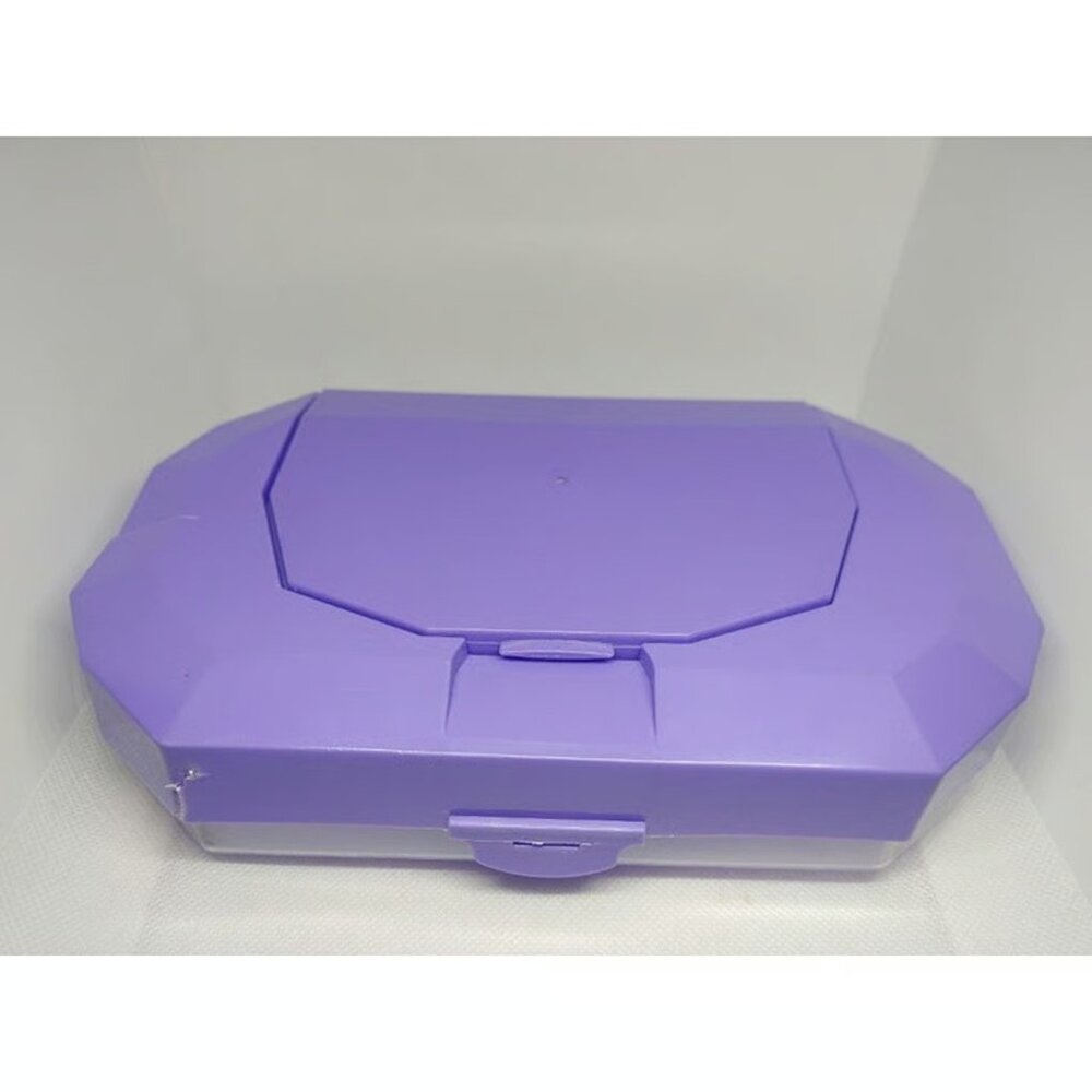 Sterilite Small Pencil Box Plastic, Clear/Purple Fair Condition